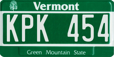 VT license plate KPK454