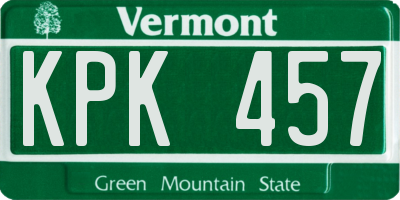VT license plate KPK457