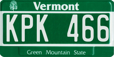 VT license plate KPK466
