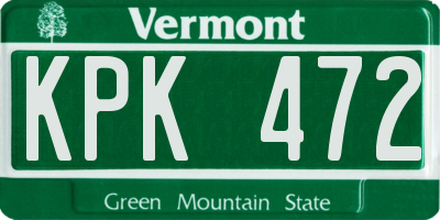 VT license plate KPK472