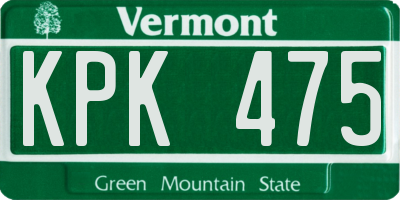 VT license plate KPK475