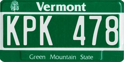 VT license plate KPK478