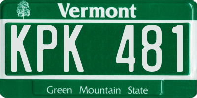 VT license plate KPK481