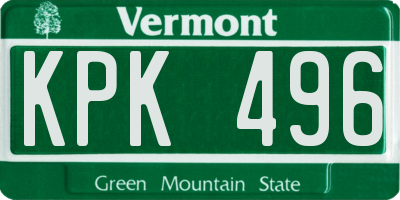 VT license plate KPK496