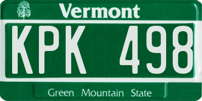 VT license plate KPK498