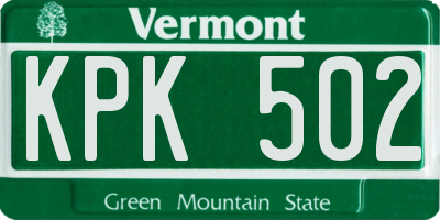 VT license plate KPK502
