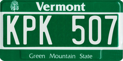 VT license plate KPK507