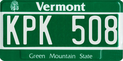 VT license plate KPK508