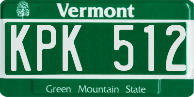 VT license plate KPK512