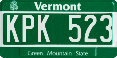 VT license plate KPK523