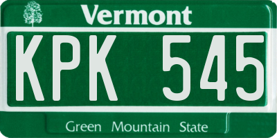 VT license plate KPK545