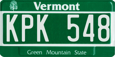 VT license plate KPK548