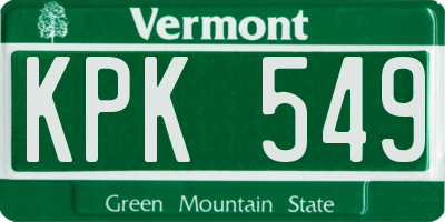 VT license plate KPK549