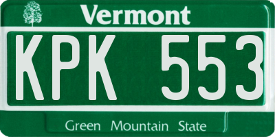 VT license plate KPK553