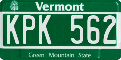 VT license plate KPK562