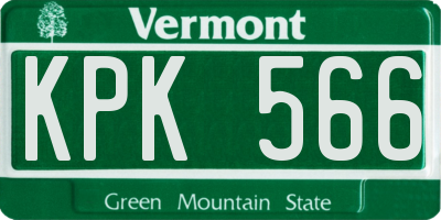 VT license plate KPK566