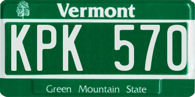 VT license plate KPK570