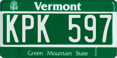 VT license plate KPK597