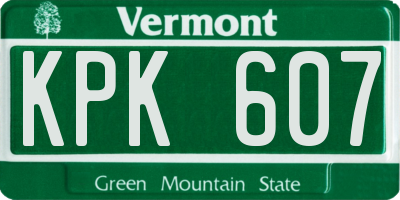 VT license plate KPK607