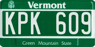 VT license plate KPK609