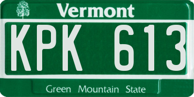 VT license plate KPK613