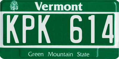 VT license plate KPK614
