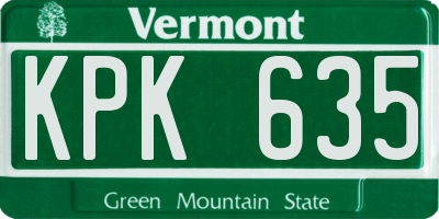 VT license plate KPK635