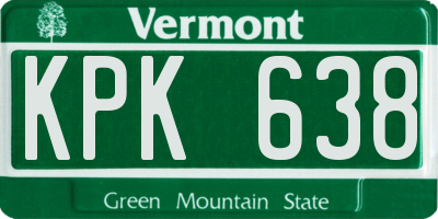 VT license plate KPK638