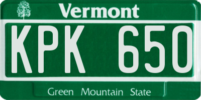 VT license plate KPK650