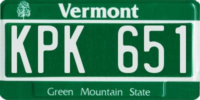 VT license plate KPK651