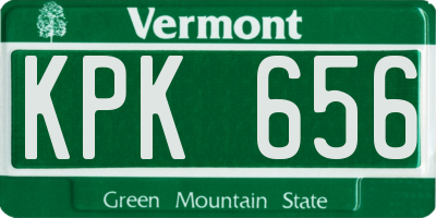 VT license plate KPK656
