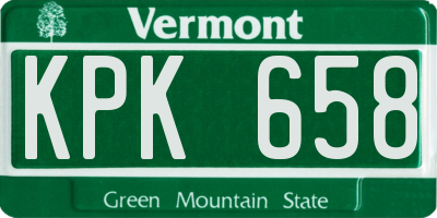 VT license plate KPK658