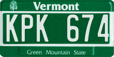 VT license plate KPK674