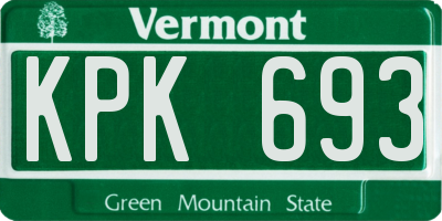 VT license plate KPK693