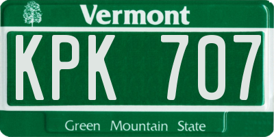VT license plate KPK707