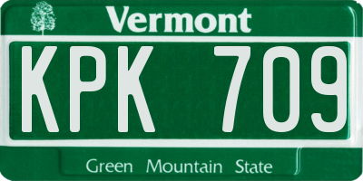 VT license plate KPK709