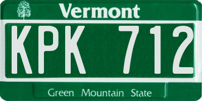 VT license plate KPK712