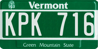 VT license plate KPK716