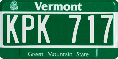 VT license plate KPK717