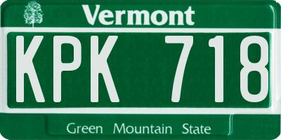 VT license plate KPK718