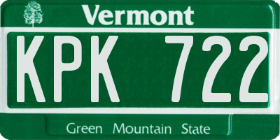 VT license plate KPK722