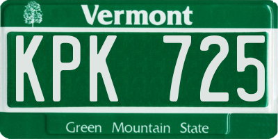 VT license plate KPK725