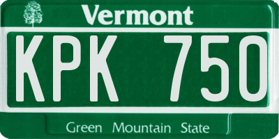 VT license plate KPK750