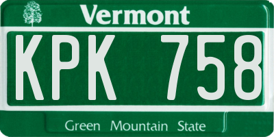 VT license plate KPK758