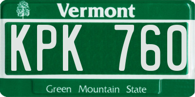 VT license plate KPK760