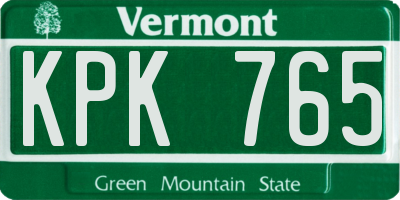 VT license plate KPK765