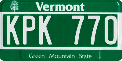 VT license plate KPK770