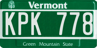 VT license plate KPK778