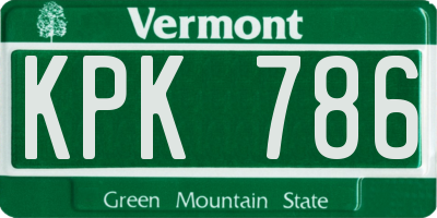 VT license plate KPK786