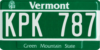 VT license plate KPK787